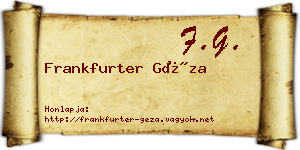 Frankfurter Géza névjegykártya